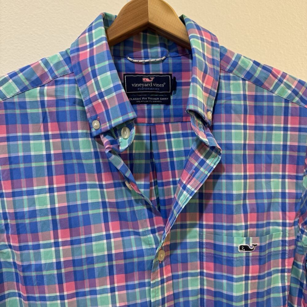 Vineyard Vines Performance Tucker Shirt Mens S Classic Fit Multicolor Plaid